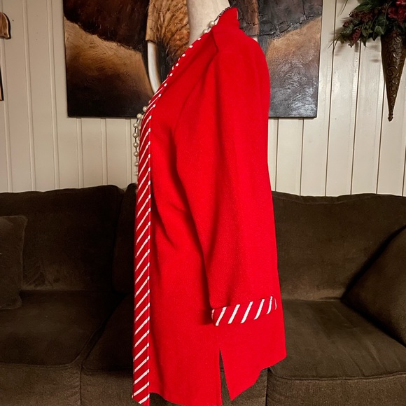 Draper's & Damon's • Large •  Red/White • Striped • Cardigan • Sweater - Picture 8 of 9